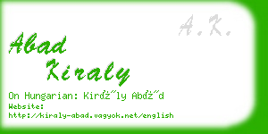 abad kiraly business card